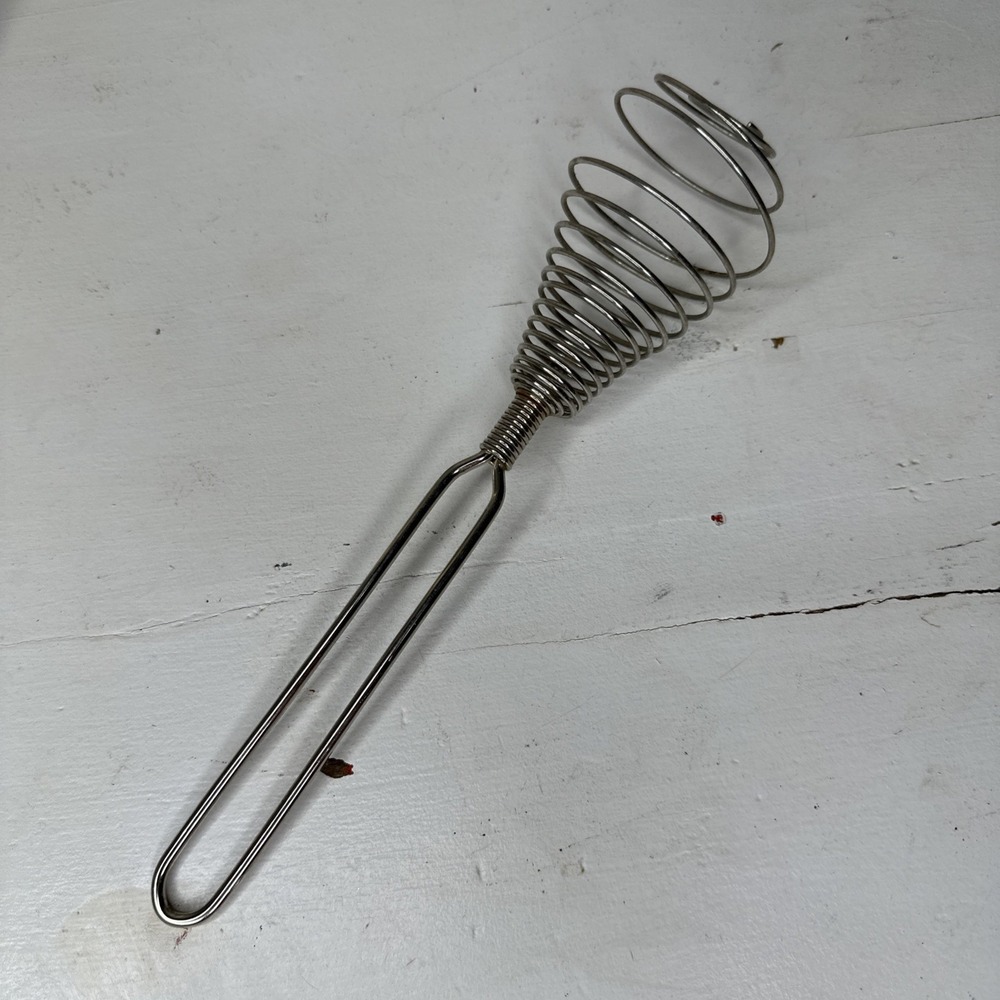 Vintage French Spring Coil Whisk Wisk Wire Beater‎ Mixer Metal 9"